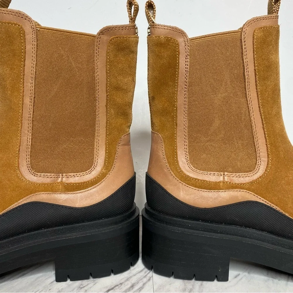 New! Sam Edelman Lulia Brown Suede Lug Sole Chelsea Boot 7 1/2 M